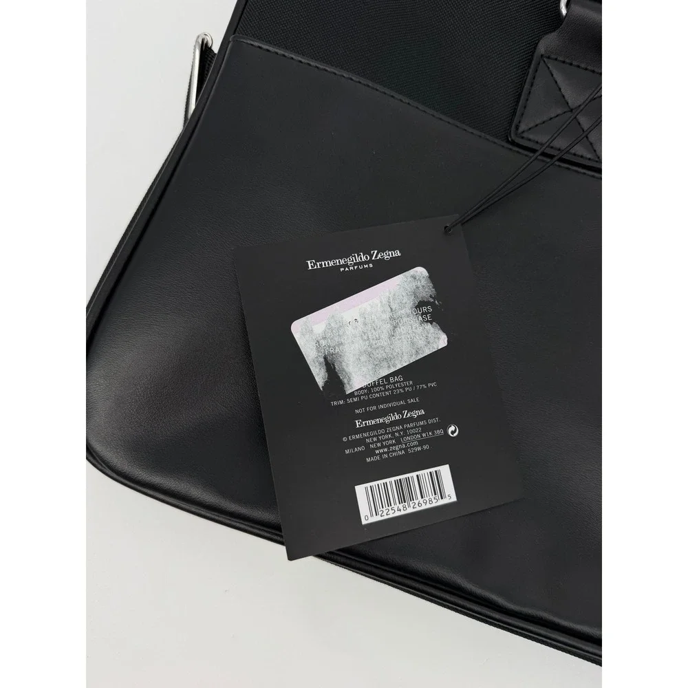 NWT Ermenegildo Zegna Parfums Black Duffel Bag Travel Weekend Carryall Tavel